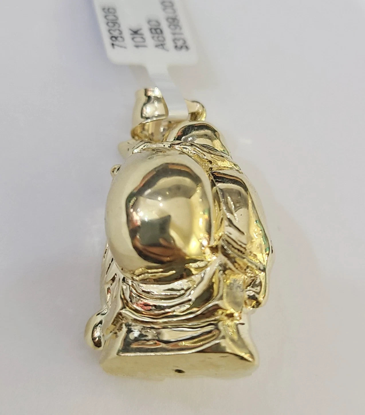 Real 10k Gold Rope Chain Necklace Laughing Buddha Pendant Charm Set 4mm 20"-30"