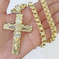 Real 10k Gold Nugget Cross Byzantine Chain Necklace 6mm 24" Chain SET Yellow