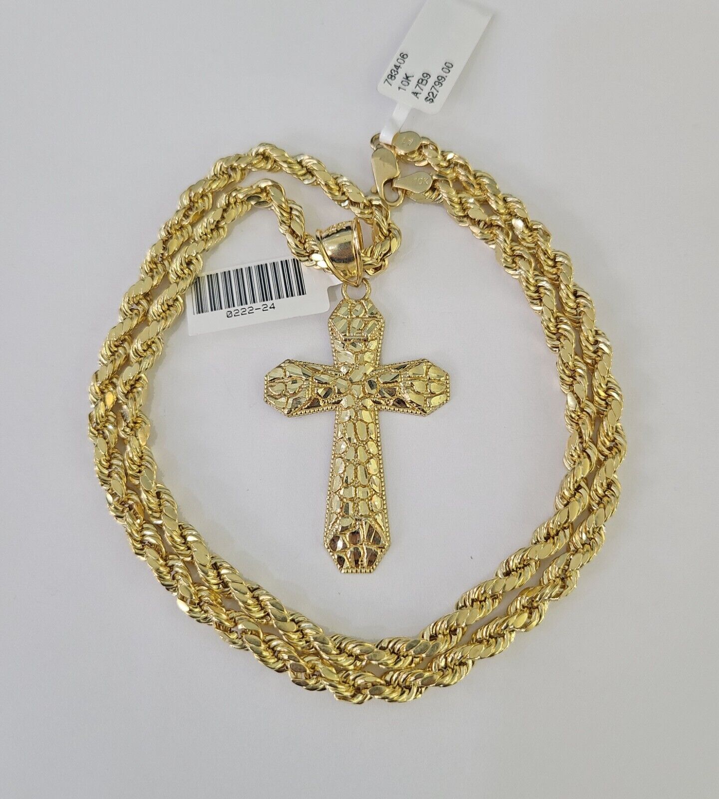 Real 10k Rope Chain Jesus Cross Charm Necklace Pendant Set 5mm 20"-30" Inch Gold