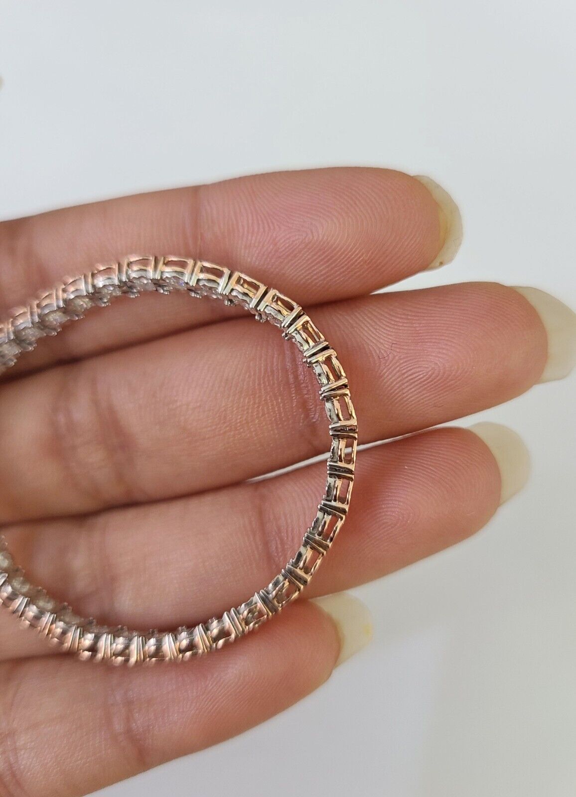 10K Rose Gold Diamond Bracelet Women Ladies 7" REAL Genuine Gold