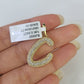 10k Miami Cuban Chain C Diamond Charm Set 4mm 18-26"Yellow Gold Necklace Pendant