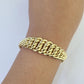 14K Gold Flat Byzantine Link Princesa Bracelet 7mm 7.5" inch Real Yellow 14Kt