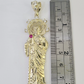 Real 10K Gold Saint Jude Charm Diamond Cut 10kt yellow Gold Pendent 3"