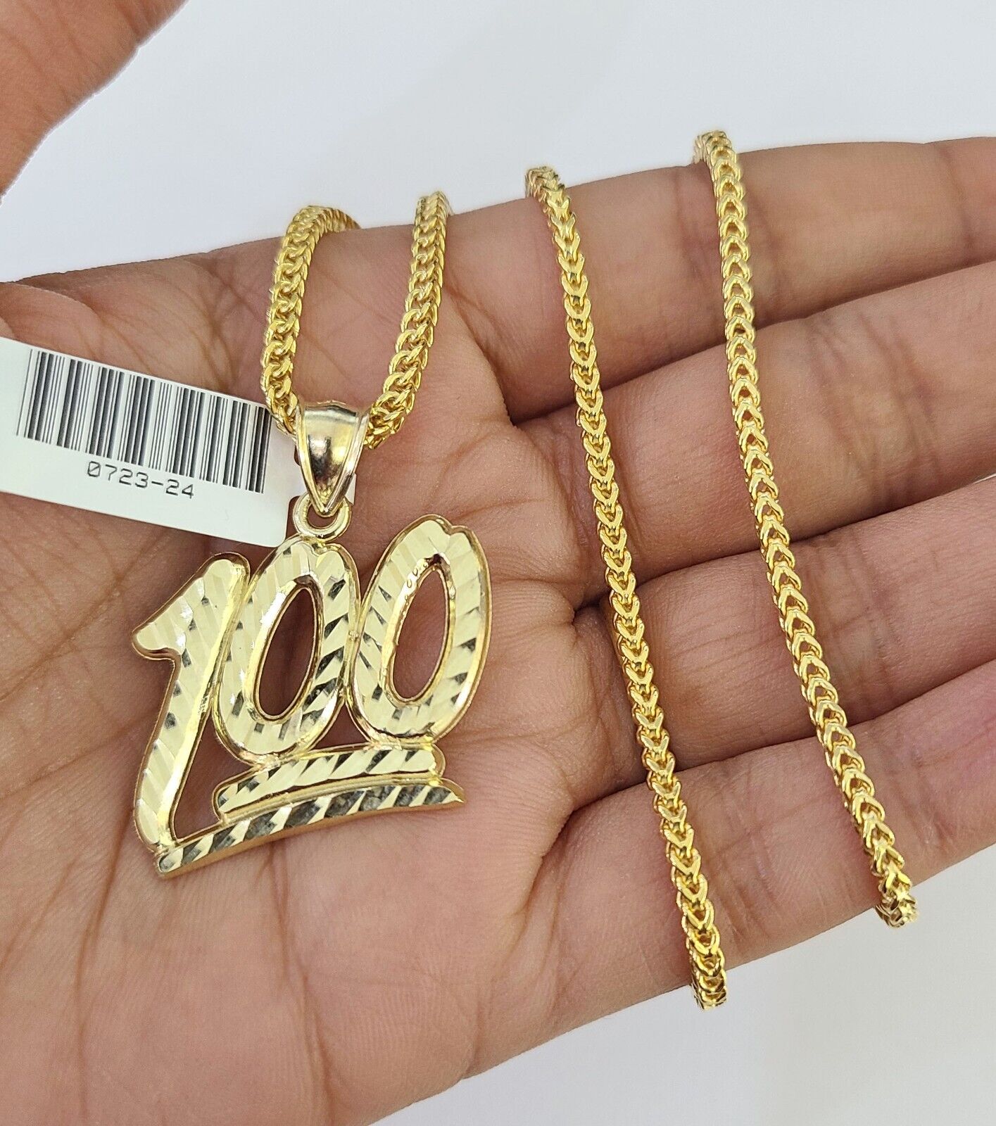 10K Gold Franco Chain 100 Charm Pendant 20-26 inches 2.5mm REAL Yellow