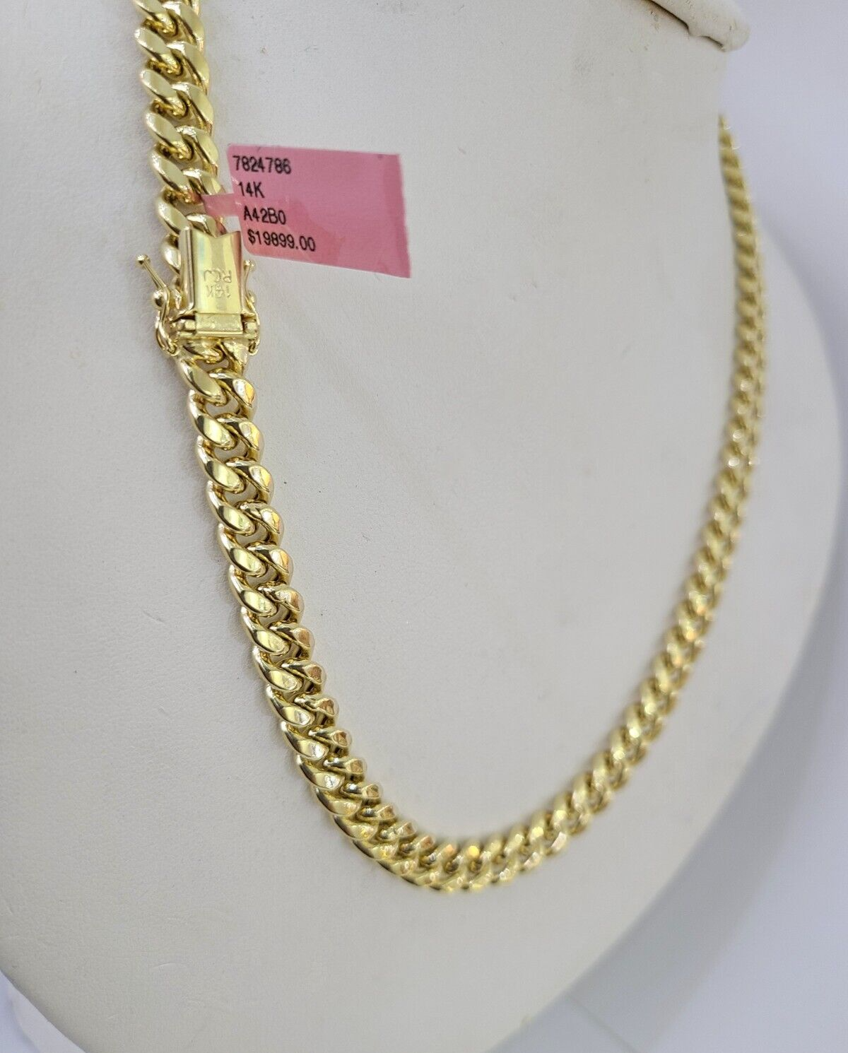 Real 14K Miami Cuban Link Chain Necklace Yellow Gold 22 inch 7mm Mens 14KT