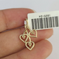 10K Real Hearts Charm Pendant Gold 10kt Genuine Yellow