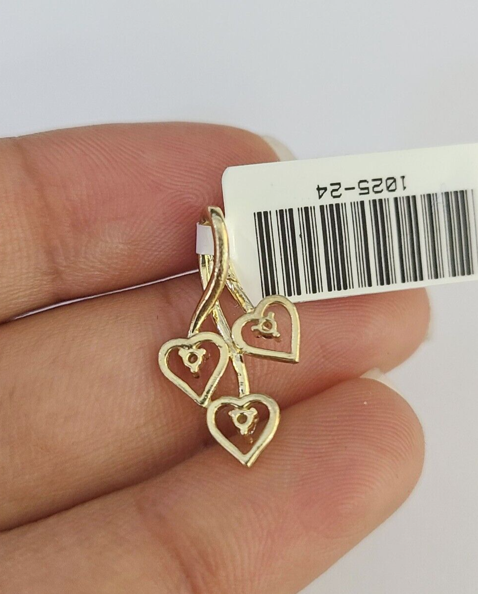 10K Real Hearts Charm Pendant Gold 10kt Genuine Yellow