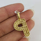 10k 3mm Rope Solid Chain P Diamond Pendant Alphabet 18"-28" Gold Charm Necklace