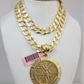 14k Gold Chain Centanario Charm Solid Cuban Curb 10mm 20"-30" SET Necklace