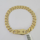 Real 10K Royal Monaco Bracelet Yellow Gold 8.5" Box Clasp 9mm Genuine Mens