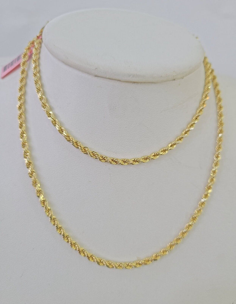 14k Real Rope Chain Yellow Gold 2.5mm 18