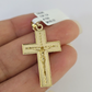 10k Solid Gold Cuban Curb Chain Jesus Cross Pendant 2mm 18"-24" SET Necklace