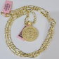 14k Solid Figaro Chain Mayan Calendar Pendant Gold 4mm 18-28 inch SET Necklace