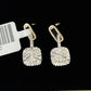 10k Diamond Cushion Earrings Ladies Drop Yellow gold Real Screw-Back studs