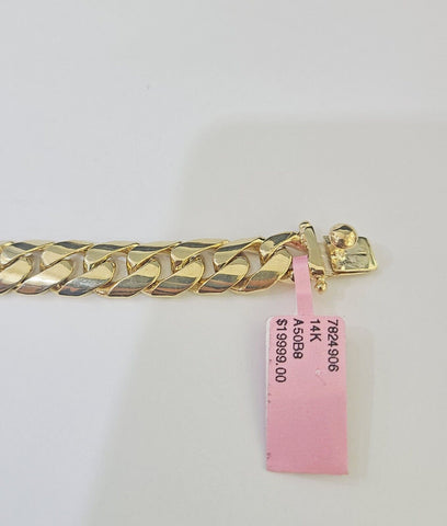 14K REAL ID Bracelet Solid Miami Cuban Link 11mm 8.5 inches 14kt Yellow Gold