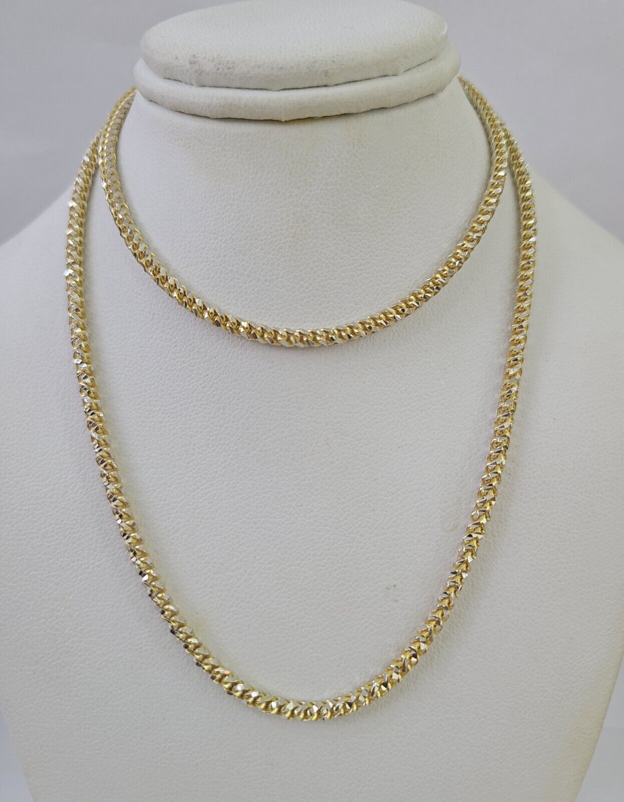 Real 10k Franco Chain Solid Gold 2.5mm 22" Necklace lobster lock Diamond Cut