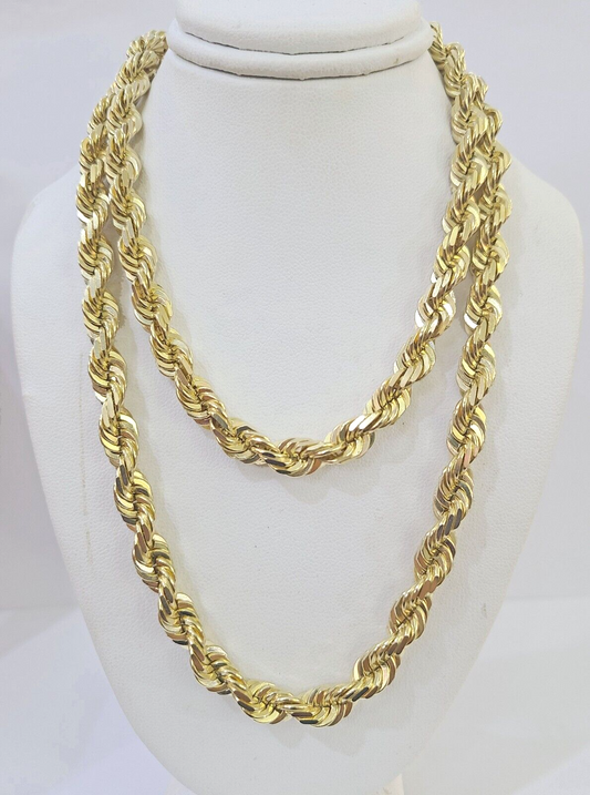 10k Real Solid Rope Chain Yellow Gold Women Men Diamond Cut 4mm 20 Inches