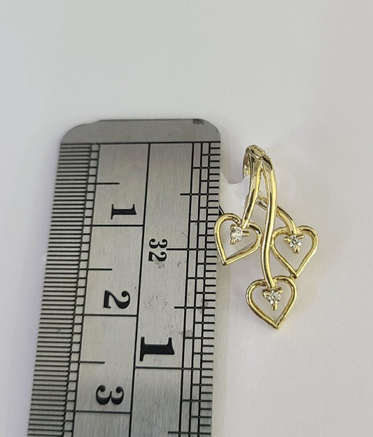 10K Real Hearts Charm Pendant Gold 10kt Genuine Yellow