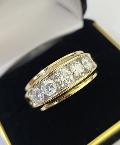Real 14k Yellow Gold Diamond Ring Lab Created Mens Engagement Wedding Male