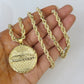 Real 10k Gold Rope Chain Last Supper Nugget Pendant Set 4mm 18"-28"