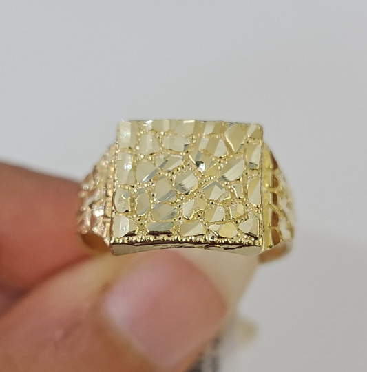 10k Nugget Ring Yellow Gold Women Men Real Genuine 10Kt