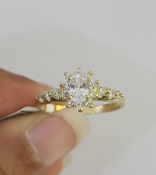Real 10k Yellow Gold Ring Wedding Engagement Casual 10Kt Genuine For Ladies / Women