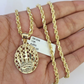 10k Solid Rope Chain 3mm Crown Pendant Charm Necklace SET 18-26 in