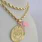 Real 14k Rope Chain Mayan Calendar Charm Yellow Gold Set 5mm 20"-30" Necklace