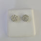 14k White Gold Flower Earrings Real Diamond Screw-Back Women Men Studs