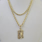 10k 2.5mm Rope Chain Jesus Head Pendant 18"-30" Yellow Gold Set Charm Necklace