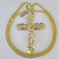 10K Franco Chain Jesus Crucifix Cross Pendant Charm Necklace 20"-28" 4mm Gold