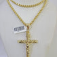 10k Gold Byzantine Necklace INRI Jesus Cross Charm 18-26 inches 3mm SET Chain