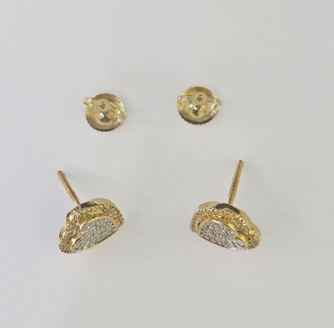 10k Diamond Heart Earrings Pendant Charm SET Yellow Gold
