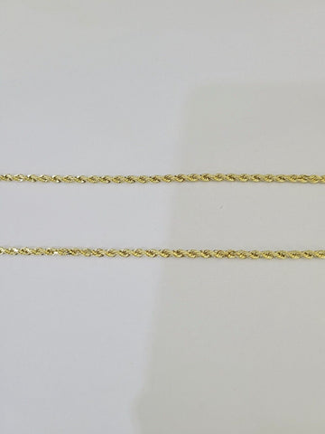 Real 14k Yellow Gold Rope Chain Jesus Anchor Charm Set 3mm 18"-26" Necklace