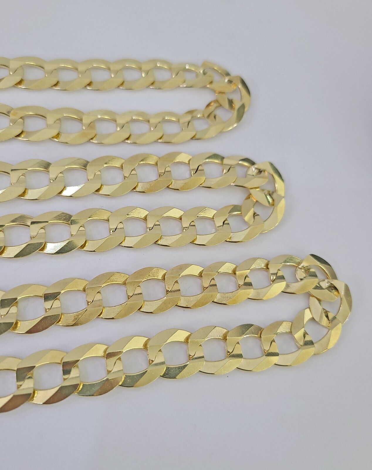 10k Solid Gold Cuban Curb Link Chain 12mm 28" Real Yellow Gold Real Necklace