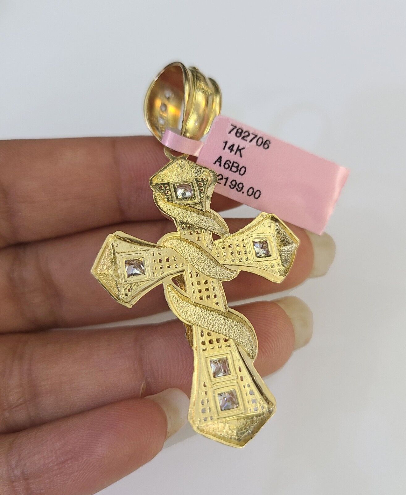 Real 14k Rope Chain Jesus Cross Charm Yellow Gold Set 5mm 20"-30" Necklace