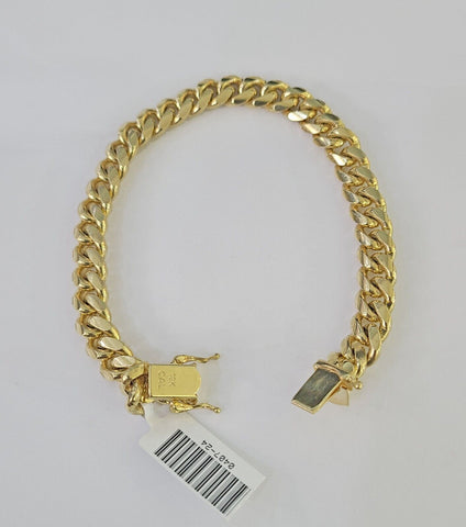 Real 10k Miami Cuban Link Bracelet Gold 8mm 8" Box Lock 10kt Yellow Gold