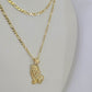 14k Figaro Chain Praying Hands Charm Pendant Gold 1.5mm 18"-24inch SET Necklace