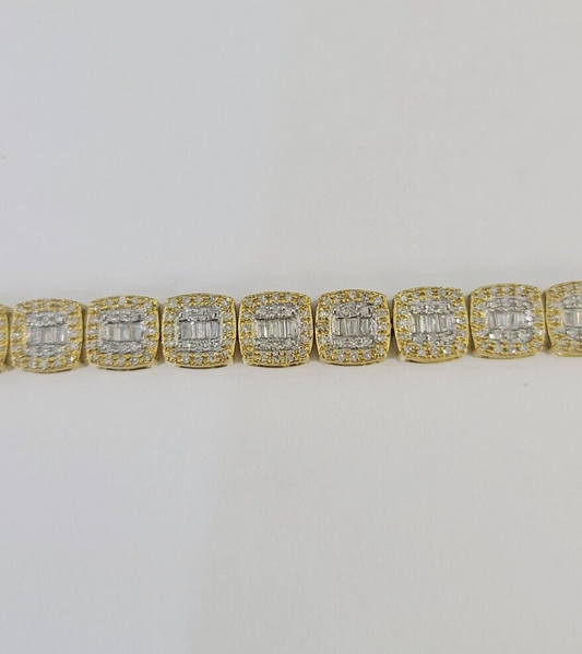 10K Yellow Gold Diamond Bracelet Women Ladies 7" REAL Genuine Gold