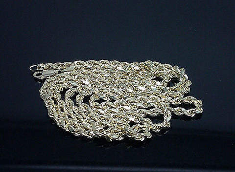 10K Yellow Gold Rope Chain 3mm 18" 20" 22" 24" 26" 28" 30" diamond cut Necklace