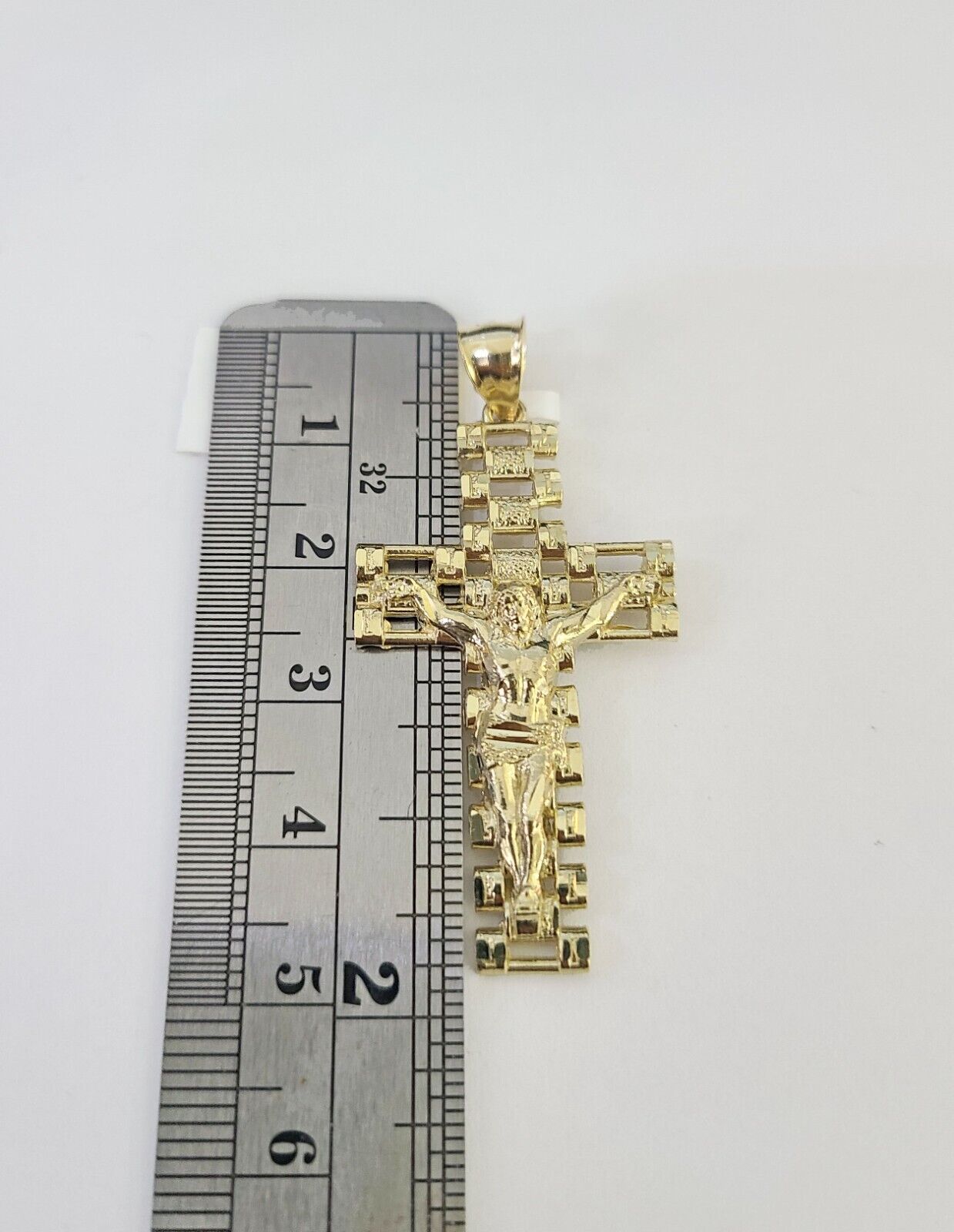 10k Gold Chain Cross Charm Solid Cuban Curb Link 5mm 18"-28" Inch DiamondCut SET