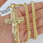 10K Franco Chain Jesus Cross Pendant Charm Necklace 20"-26" 5mm Gold SET Yellow