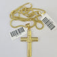 10K Franco Chain Jesus Cross Pendant Charm Necklace 16"-24" 2mm Gold SET Yellow