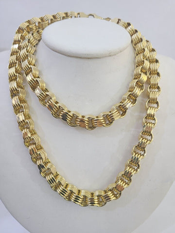 REAL 10k Gold Byzantine Chain Necklace Lobster Clasp 10mm 20"22" 24" 26" 28" 30"
