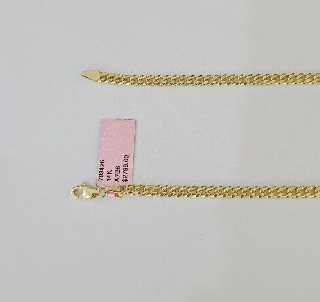 10k Yellow Gold Chain Cross Charm Set Miami Cuban Link Necklace Pendant DISCOUNT