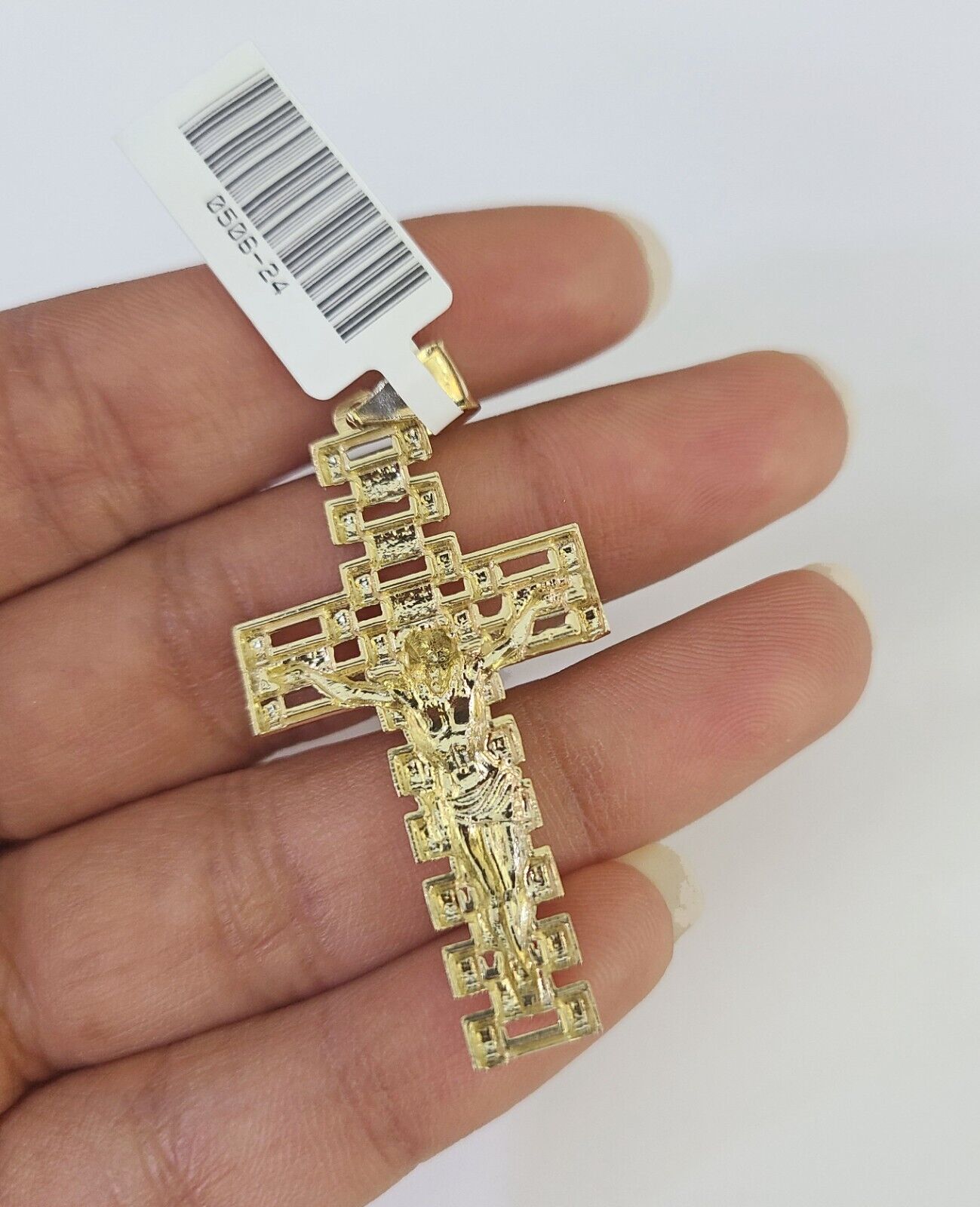 10K Franco Chain Jesus Cross Pendant Charm Necklace 20"-26" 2.5mm Yellow Gold