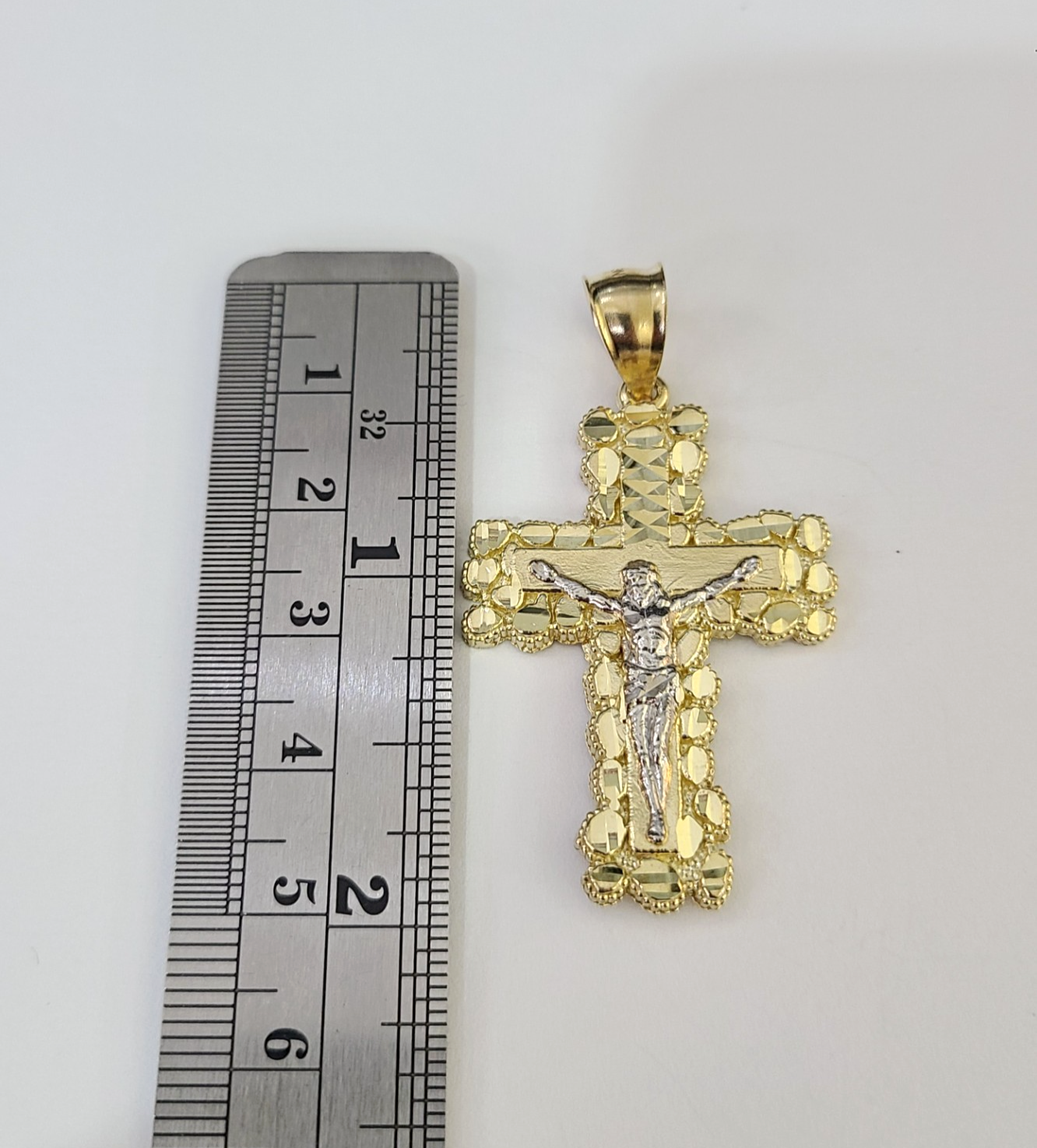 Real 10K Jesus Cross Pendant Crucifix Yellow Gold Charm Genuine 10kt