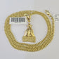 10K Gold Miami Cuban Chain Everybody Eats 18"-28" 3mm Pendant Necklace SET Charm