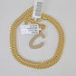 10k Miami Cuban Chain C Diamond Charm Set 4mm 18-26"Yellow Gold Necklace Pendant