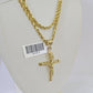 Real 10k 3mm Rope Chain INRI Cross Pendant 18" 20" 22" 24" 26" Gold Set